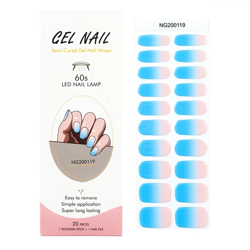 2024 Uv gel french style nail beauty product wholesale new UV Gel Nail stickers semi cured gel nail wraps