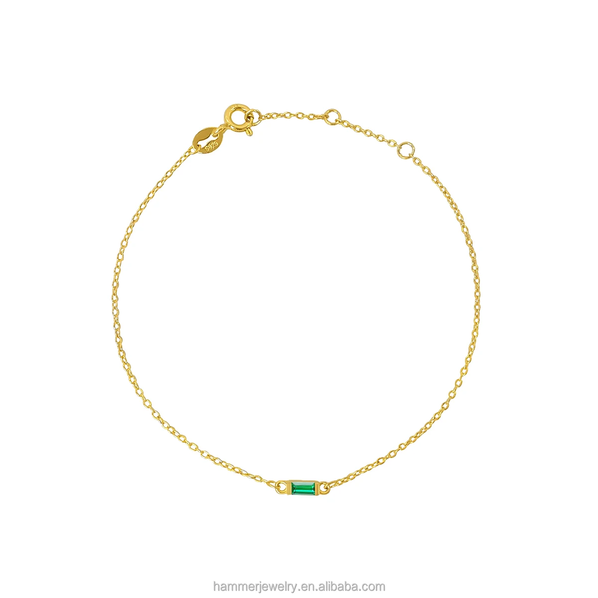 Fashion 925 Sterling Silver 14K Gold Plated Birth Stone Jewelry 12 Months Birthstone Mini Colored Zircon Hoop Bracelets