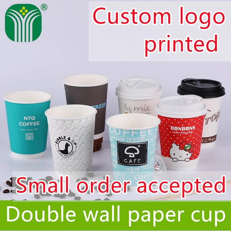 custom logo printed double wall coffee carton paper cups
