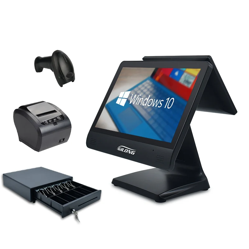 Gilong 15.6 inch windows all in one touch screen cheap pos terminal