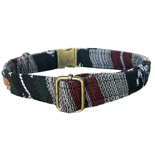 Handmade Dog Collar High Quality Eco-Friendly Pet Supplies Tie Dye Hemp Cotton Pet Collar with Silver Buckle & D-Ring