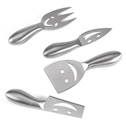 Our factory direct selling 4piece 2Cr14 stainless steel smiling face cream cheese knife hollow handle