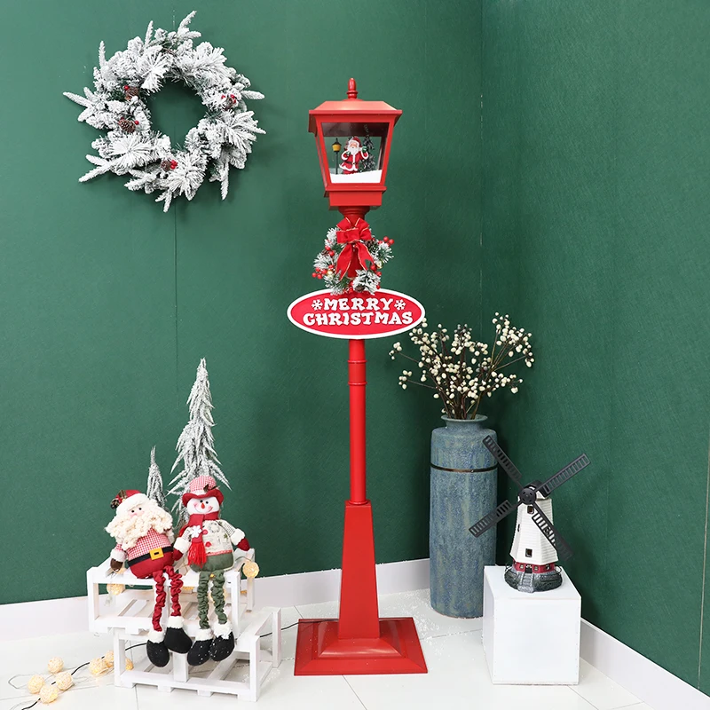 
Christmas out decoration red snowing lamp post led Christmas lantern Christmas vertical street lamp 