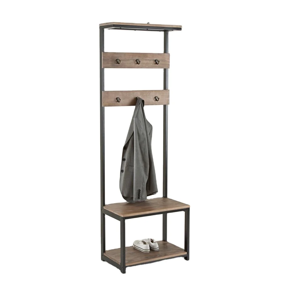 
6212 Pine and Metal Coat Stand 
