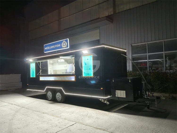 Mobile Square Food Truck Ice Cream Hot Dog Food Cart Mobile Food Trailer Restaurant