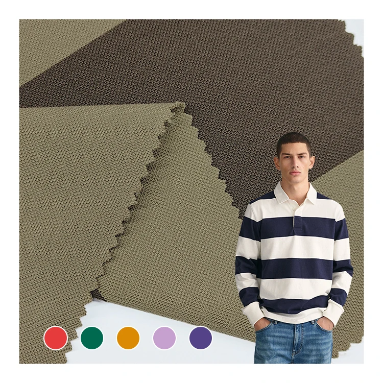 New Striped ColorFul Fabric Pique Material For Sale 220GSM, 65 Cotton 35 Poly Knitted Stripes Pique Fabric For Baby Sports Polo/