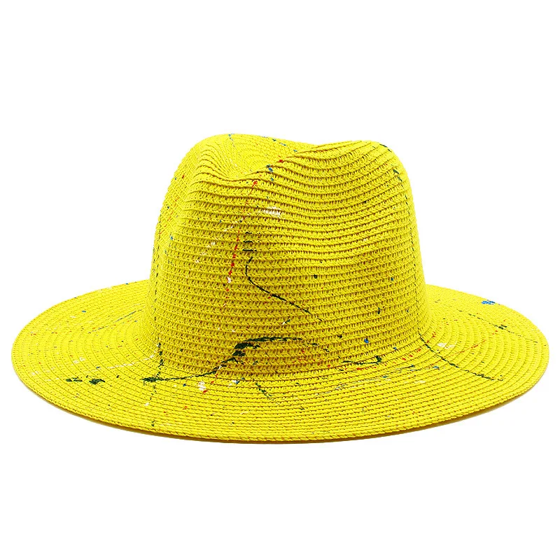 Summer Unisex Outdoor Leisure Jazz Women Panama Sombrero Panama Graffiti Straw Hats