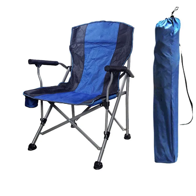 Custom Outdoor Metal Folding Camping Heavy Duty Chair With Cup Holder Foldable Travel Beach Fishing Chair