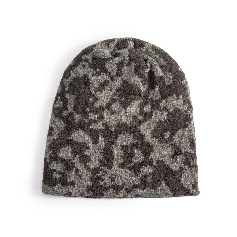 Custom Outdoor All Over Print Jacquard Camouflage Winter Bonnet Knit Cap Sports Cuffless Beanie Hat