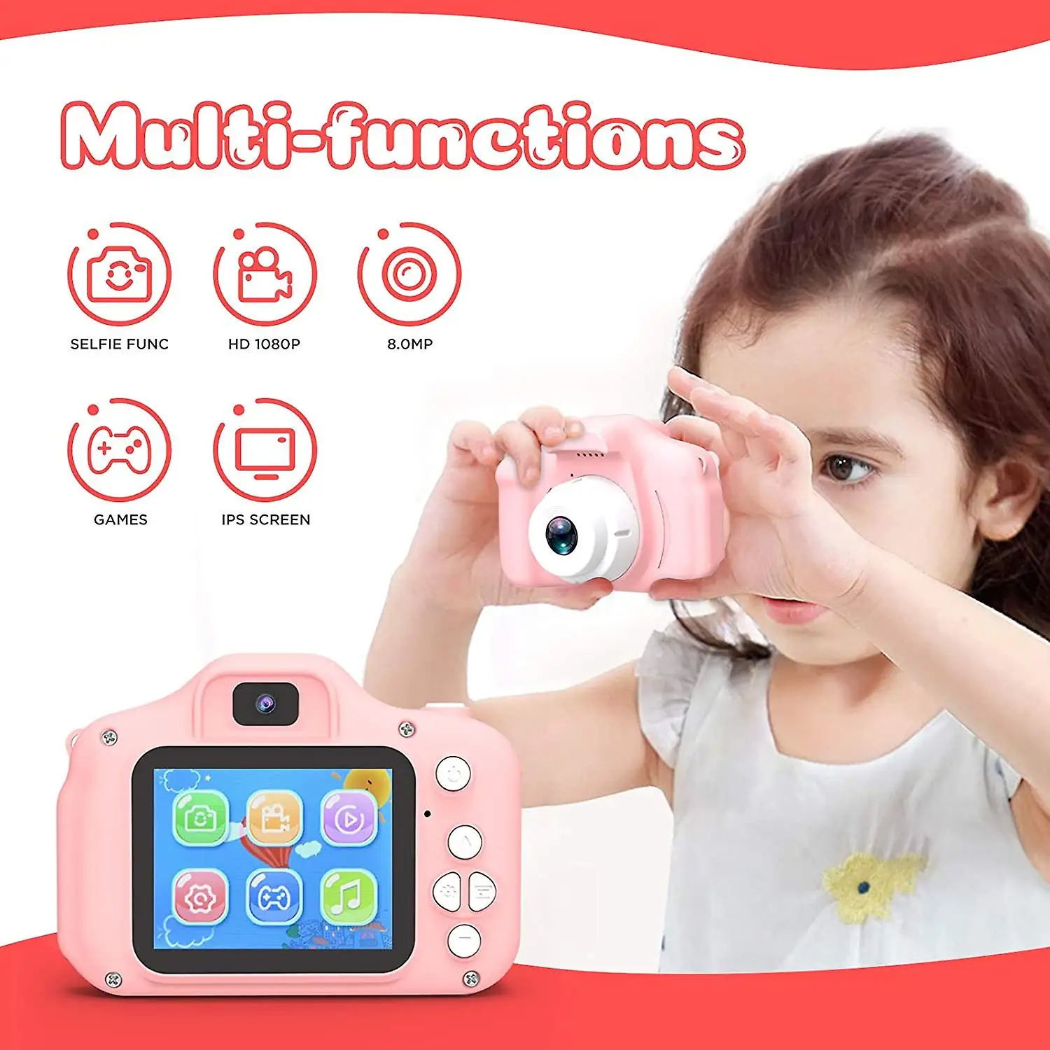 Factory Made Dropship Kids Camera Children Mini Digital Camera Cute Cartoon Cam 13mp Slr Toys For Birthday 2 Inch Screen