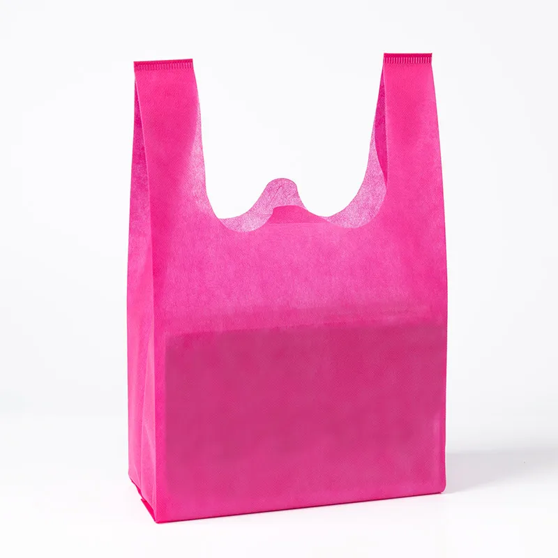 Custom recycle supermarket w cut non woven shopping bag t-shirt non woven bags