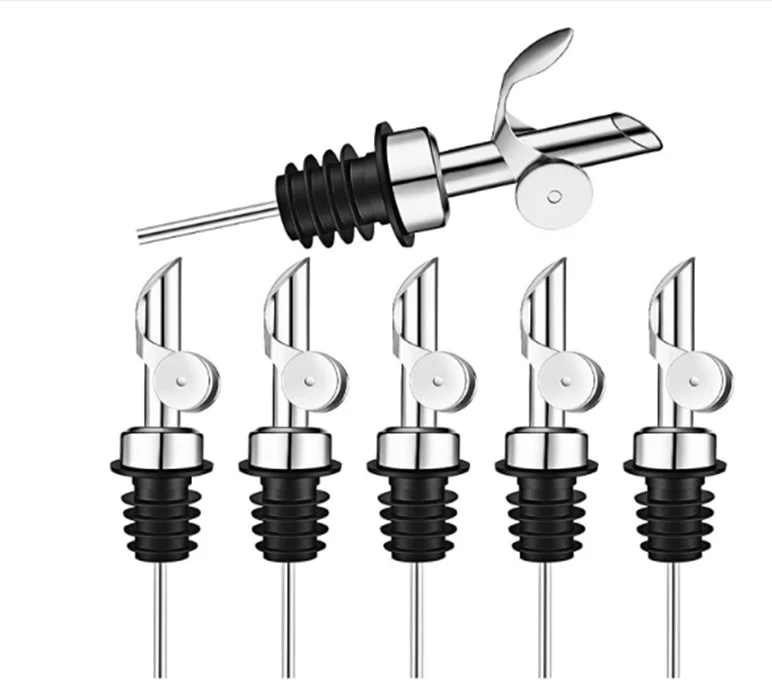 Home Bar Accessories Automatic Flip Liquor Pour Spout Olive Oil Dispenser For Wine Bottles Pourer Stainless Steel Pouring Spout