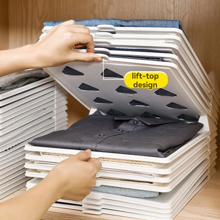 Multi-Functional Lazy Fold Closet Storage Board Separate Tools Foldable Clothes Storage Artifact System