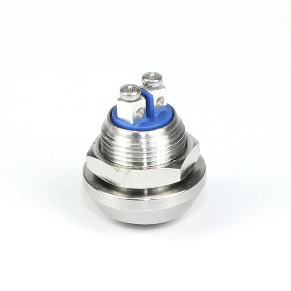 2A 36V 12mm Metal Push Button Switch 2PIN SPST Momentary Domed Stainless Steel Push Button Switch with Screw Terminals