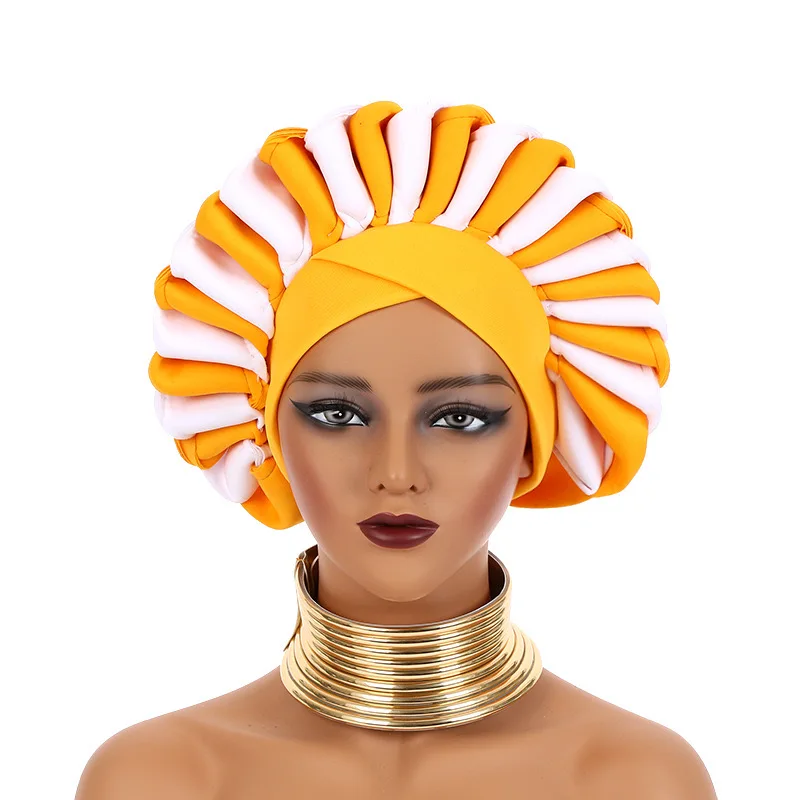 Women Fashion Turban Braid Nigerian Bonnet Cap Women Party Head Tops Muslim Hijab Headscarf Hair Cover Hats