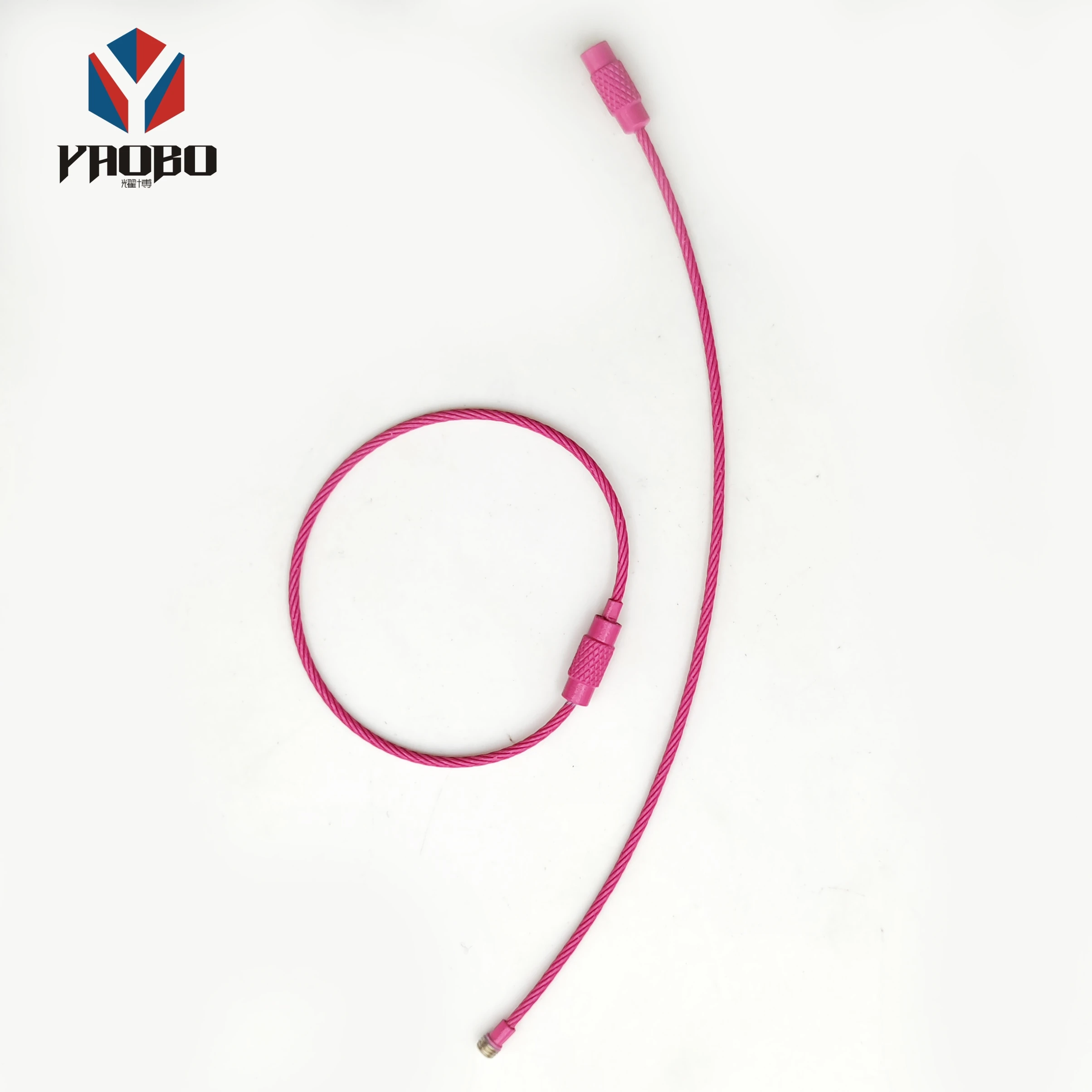 Keychain Lock Screw Cable Rings Stainless Steel Paint Wire Cable Loop Rings For Hanging Tag Keyrings