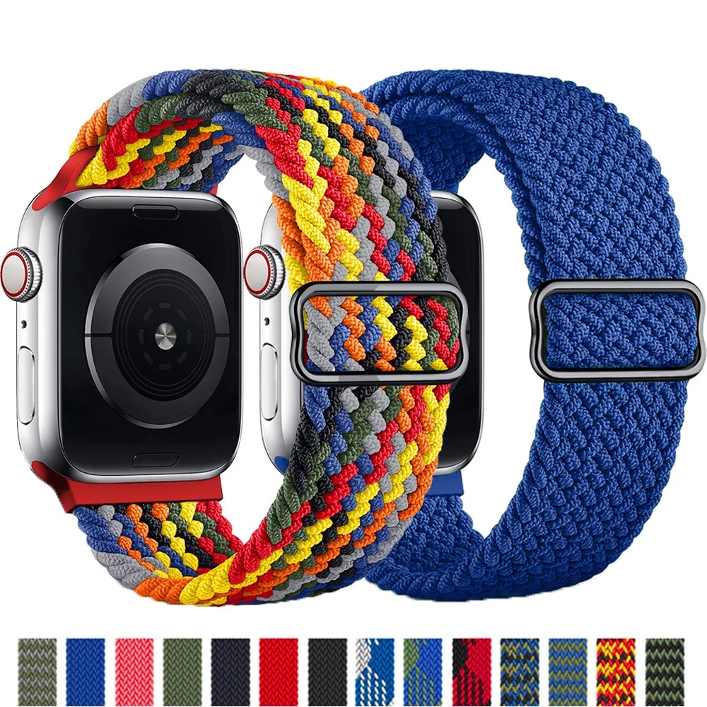 Leyi Paddy Nylon Elastic watch braided strap loop Watch band 38 41 42 44 40 45mm Bracelet For Apple iWatch series 3 4 5 SE 6
