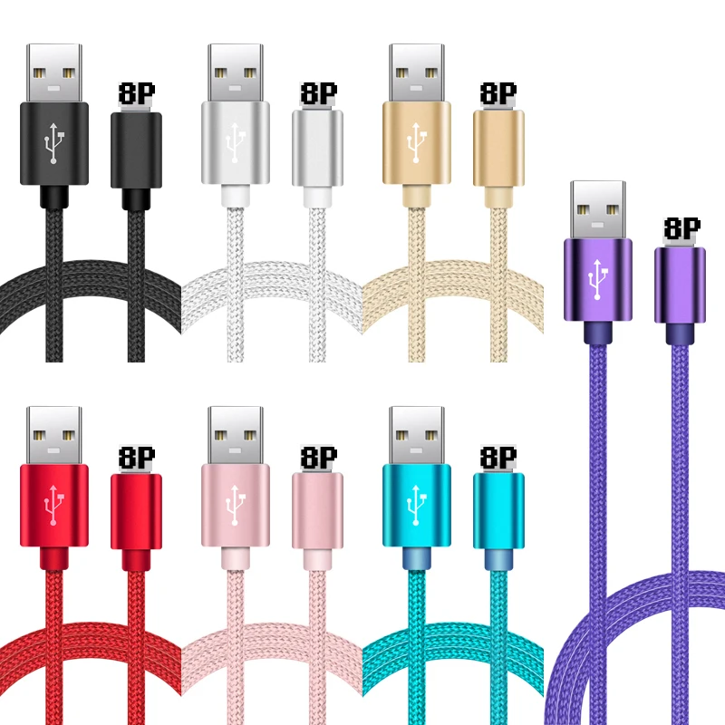China Manufacturer low MOQ nylon braided material USB cable data transmission fast charging usb cable for iPhone