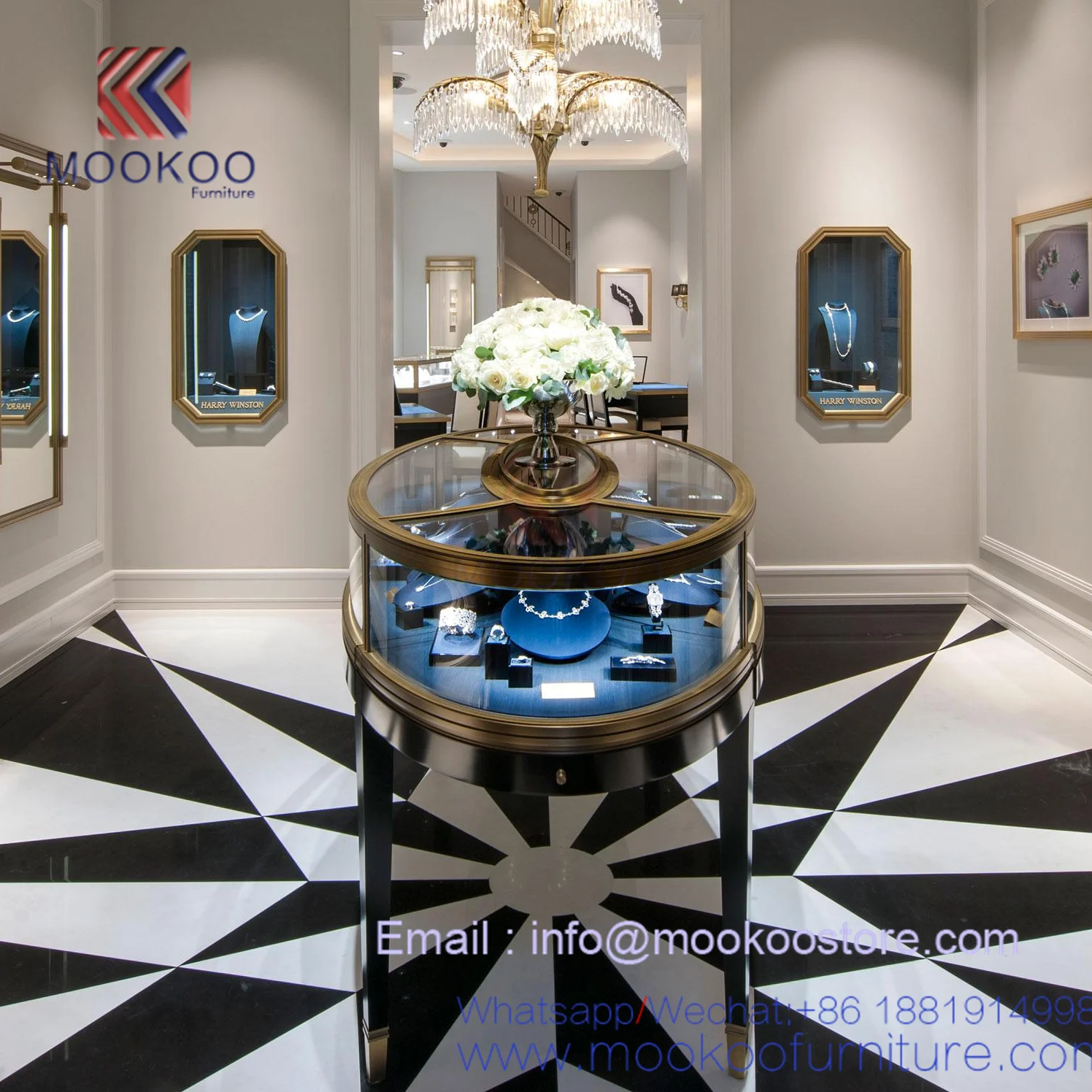Harry Winston Style Customized Jewelry Furniture Showcase Kiosks Jewelry Display Furniture