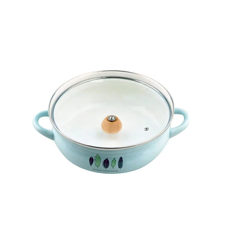 
Hot Sale Enamel Soup Heating Pot Blue Color Enamel Iron Cast Pot With Factory Price 
