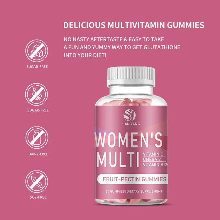 Private Label Health Food Supplement multivitamin gummy Vegan 60 Gummies Woman Multi Vitamin Gummy