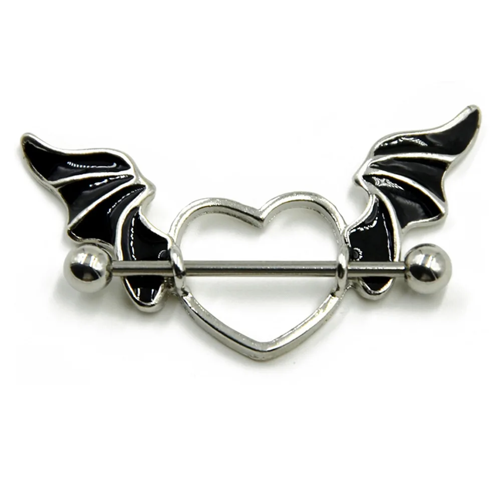 Cheap 316L Stainless Steel Bat Shape with black wings Nipple Rings body  piercing jewelry