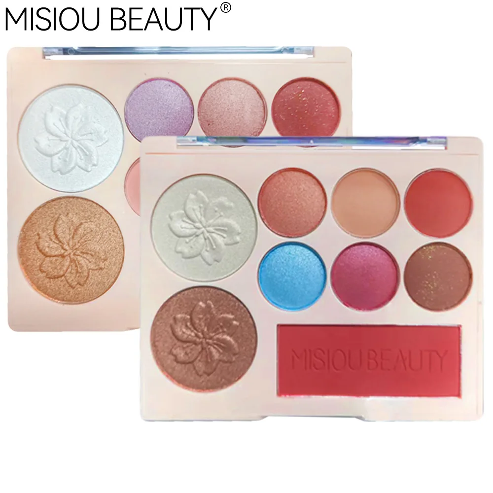 Makeup 2023 new 9-color romantic cherry blossom matte makeup highlighter eyeshadow blush combination disc