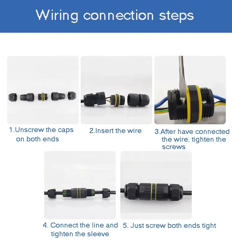 M16 2 Pin Electrical Nylon PA66 Cable Connector Box Waterproof Junction Box LED Luminary IP68 Connector