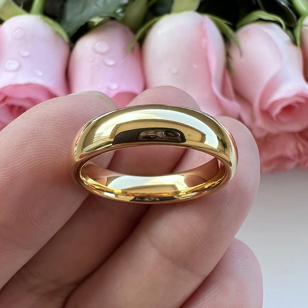 Coolstyle Jewelry Wholesale Dropshipping 5mm Gold Plated Fashion Engagement Wedding Band Tungsten Carbide Ring for Women Men