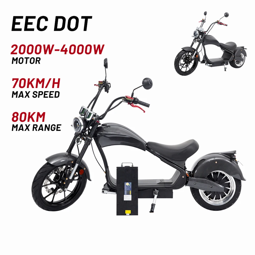 EU US Warehouse EEC COC Citycoco Electric 3000w 45Km/h Scooter E Chopper Fat Tire No Folding Moped Motorcycle