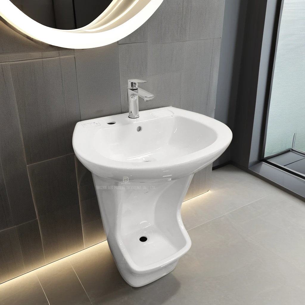 Wholesale middle east lavabo wudu foot washer ceramic one piece freestanding pedestal sink muslim foot wash basin