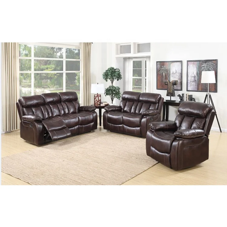 Wholesale Discount Office Furniture Custom Italy Black Modern Luxury Air Leather Recliner Sofa Chair Set