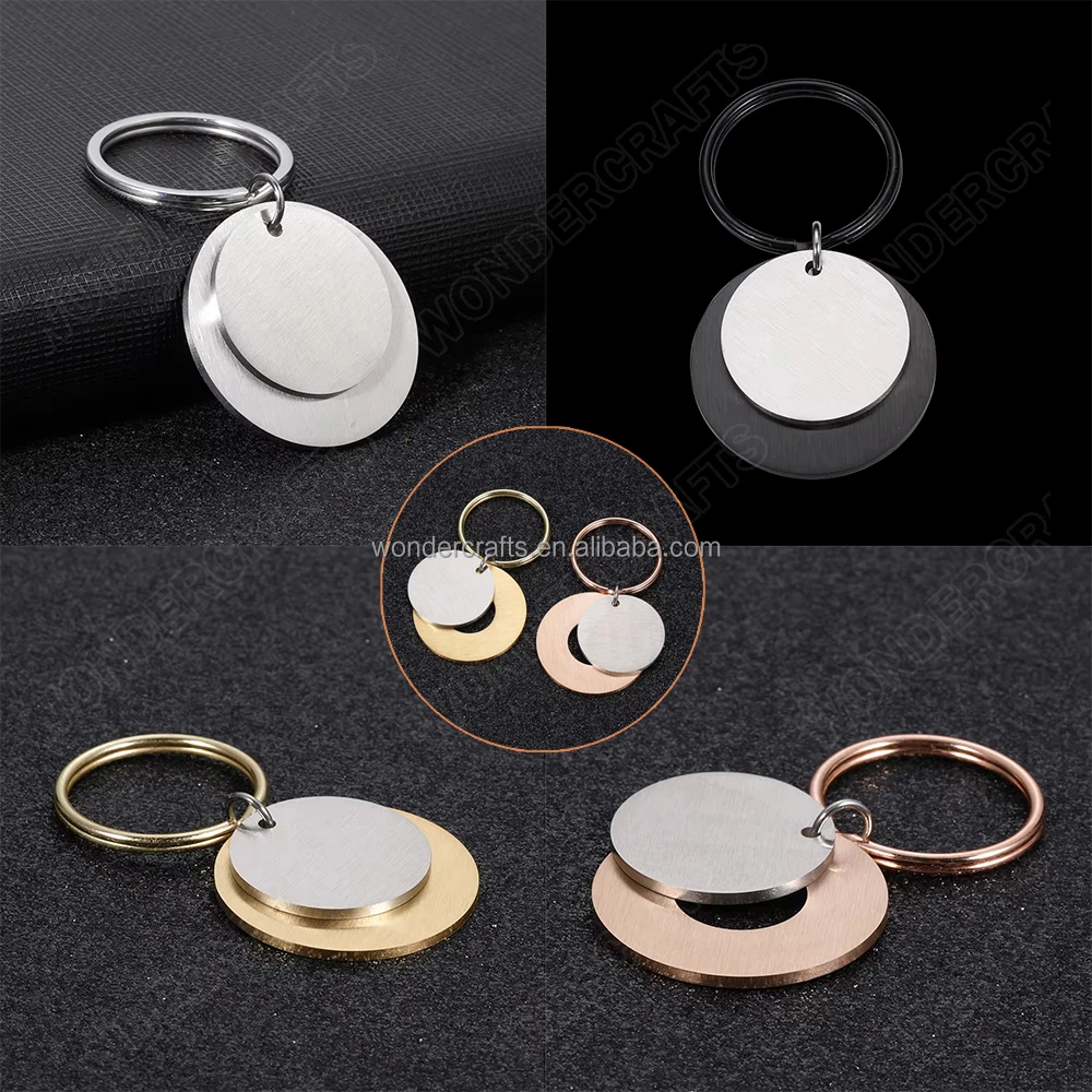 WD Personalized Custom Graduation 2 Two Layers Key Chain , Stainless Steel Double Layer Pet ID Dog Label Tags