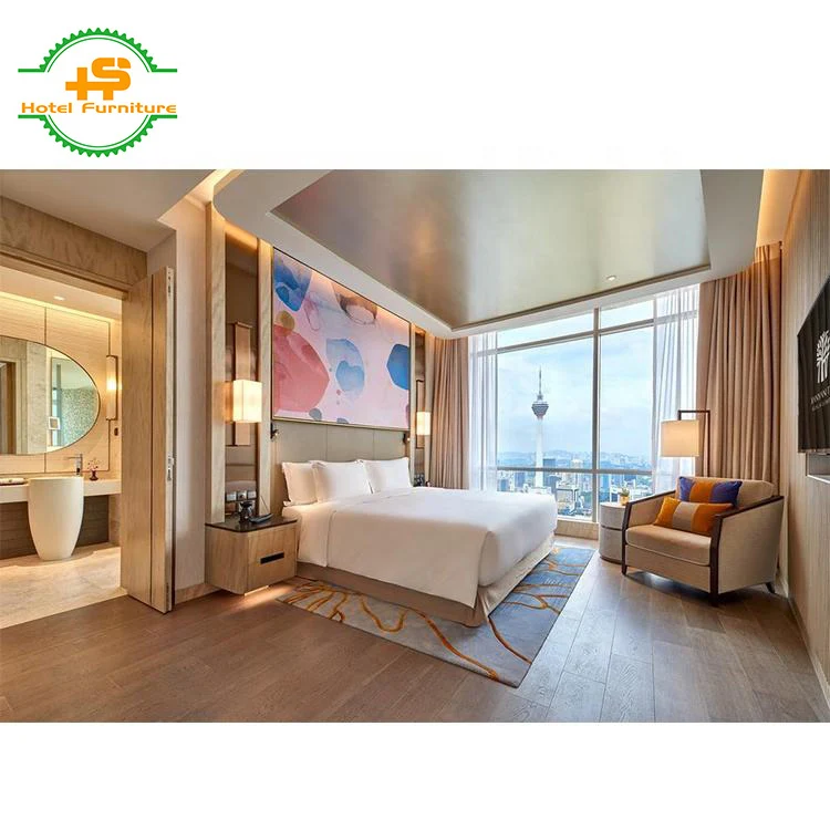 HS-N21 Modern design Foshan commercial Hampton inn king bed wooden hotel bedroom set furniture supplier