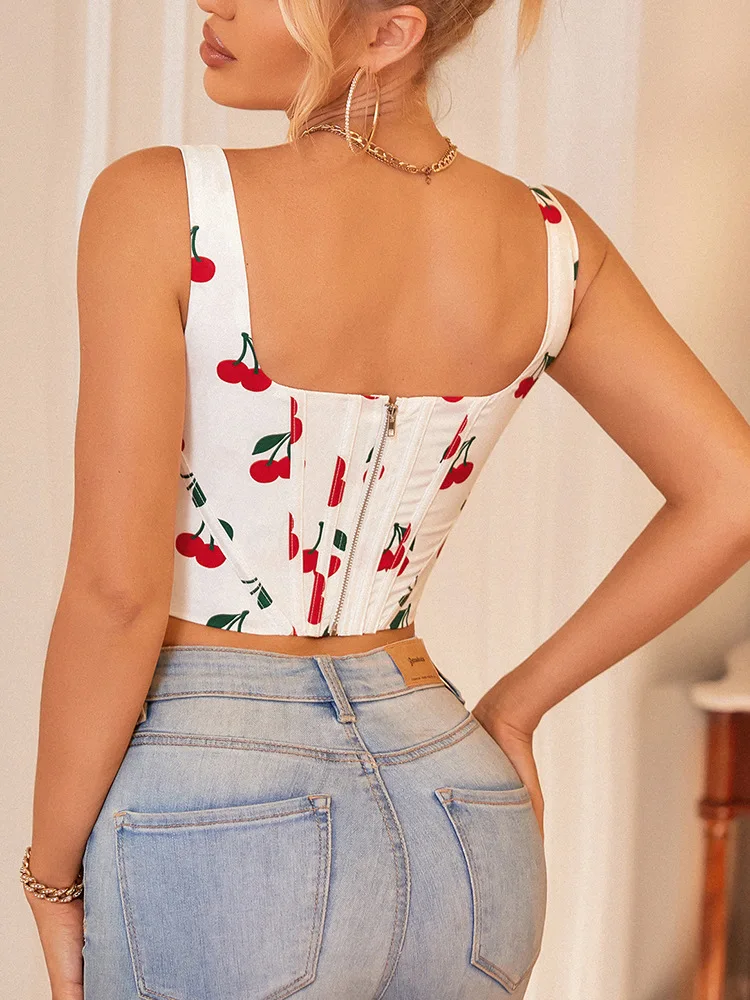 Floral Summer Tops Vestidos Fiesta Corset Fashion Tops Blouse Women New Model Shirts Bustier Corset Crop Top