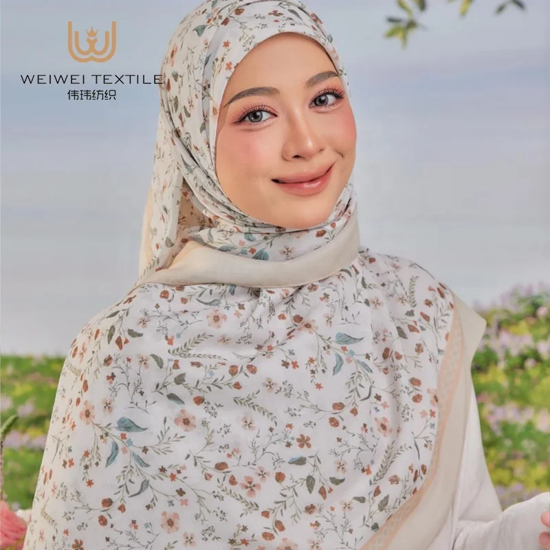 New Arrival Malaysia Custom Printed Voile Square Scarf Hijab Wholesale Cotton Hijab Supplier Tudung Bawal Muslim Women Hijabs