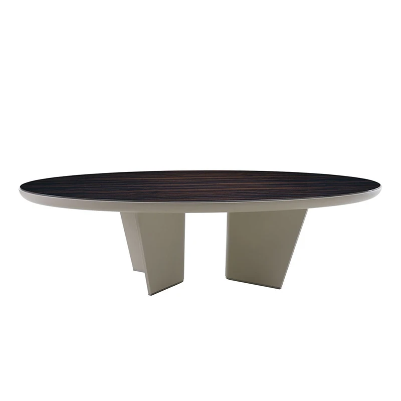 OEM Custom Burl Wood Top Oval Dining Table Set With Chair Home Furniture Luxury Design