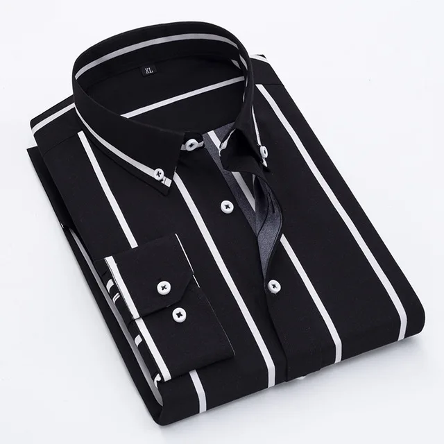 3XL 4XL 5XL Новая мужская приталенная рубашка с длинными рукавами в Корейском стиле деловая официальная брендовая одежда Повседневный Топ