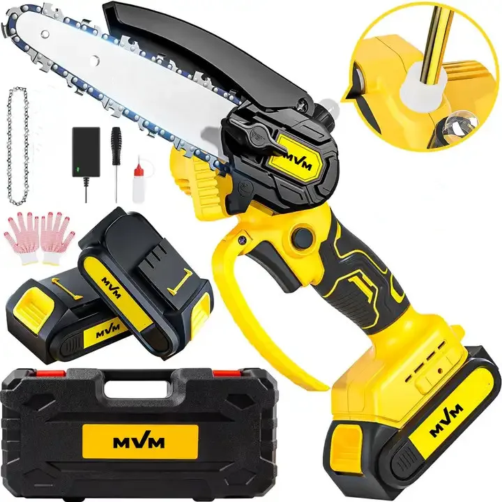 Steel 6-Inch Rechargeable Battery Operated Chain Saw 24V Hand Mini Electric Chainsaw Machine For Wood