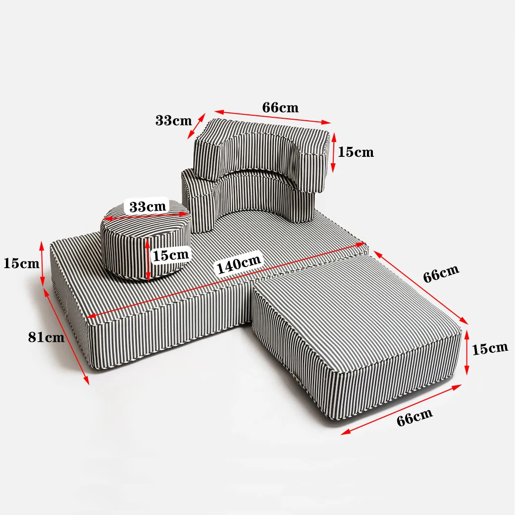 Hot Sale 5 Pcs The Castle Design Kids Play Couch For Playroom Crawling And Sliding Baby Couch Kids Play Sofa