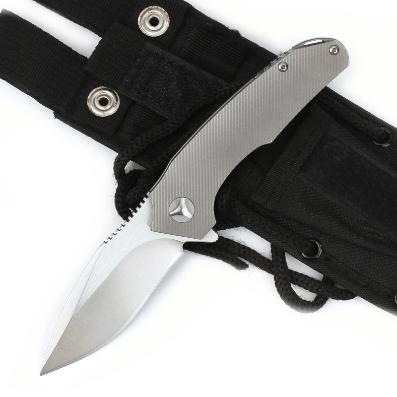 HWZBEEN New Product Explosion Titanium Alloy Handle VG-10 Blade Knife Outdoor Camping Knives Hunting for Mountaineering Trips