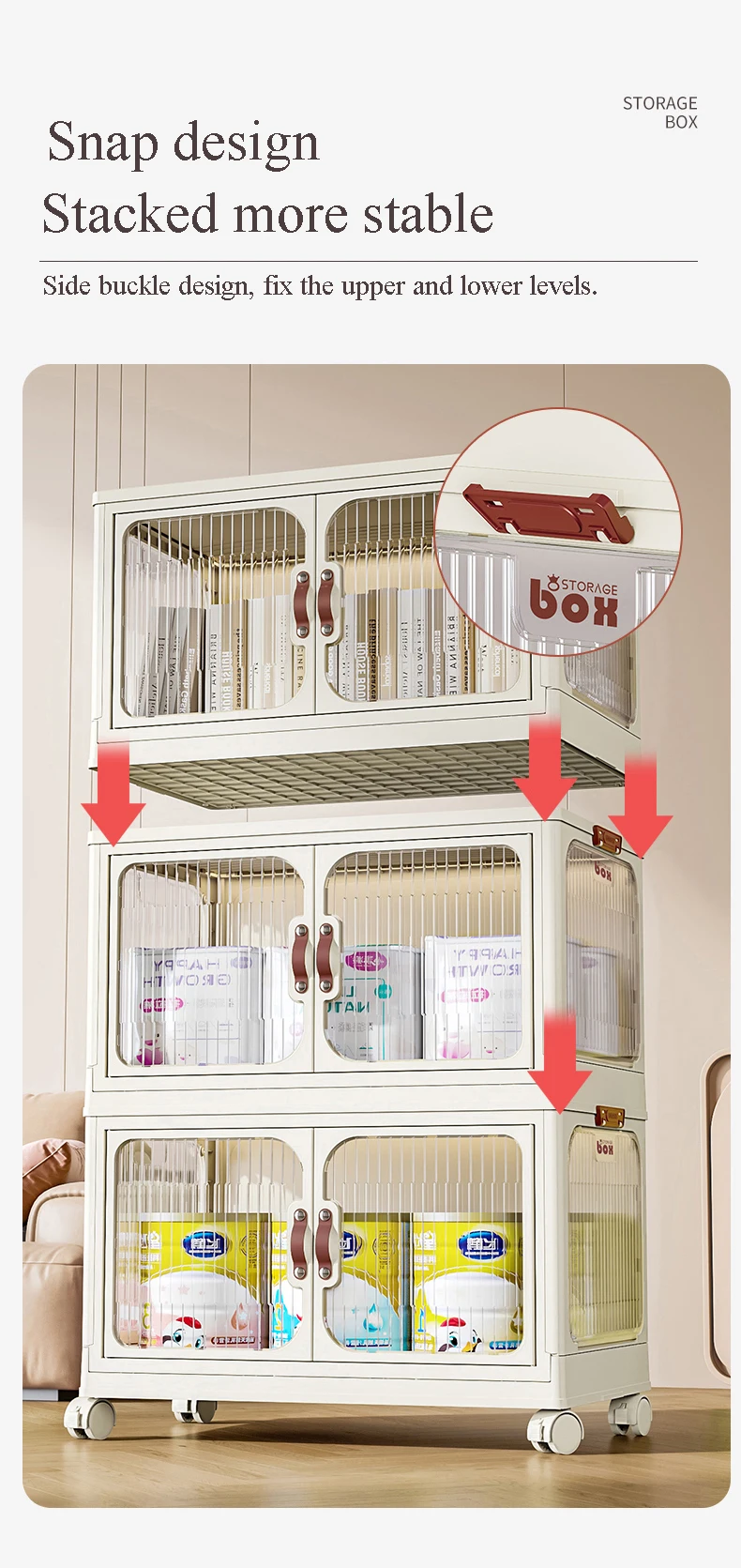 Wholesale price 56cm width plastic container storage box collapsible plastic storage box foldable stackable storage box