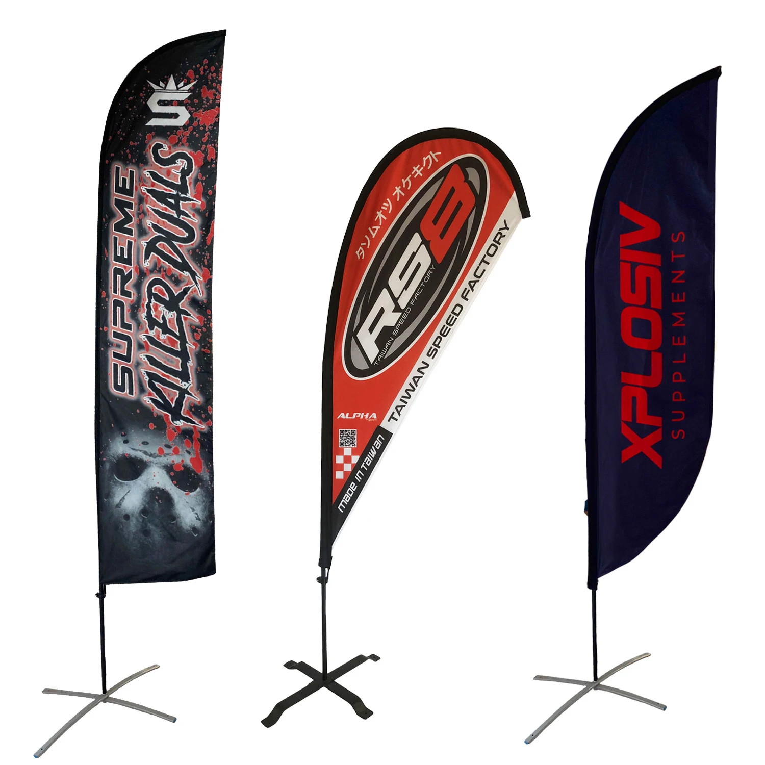 11Ft Advertising Swooper Business Sign Flag Pole Kit with Ground Stake for Tire Sale Trade Show Tents