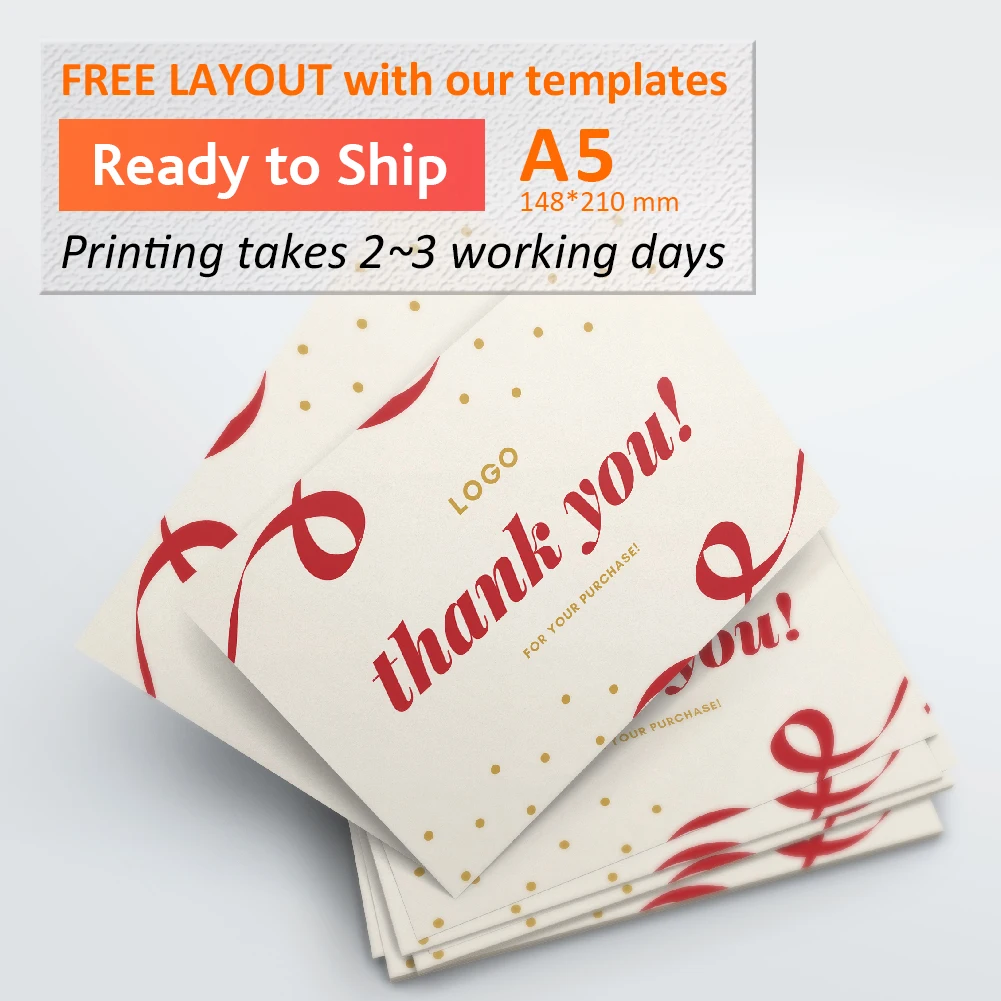 Custom cheap ready to ship A5 Thank you card insert card thankyou card flyer for small business printing in Shanghai