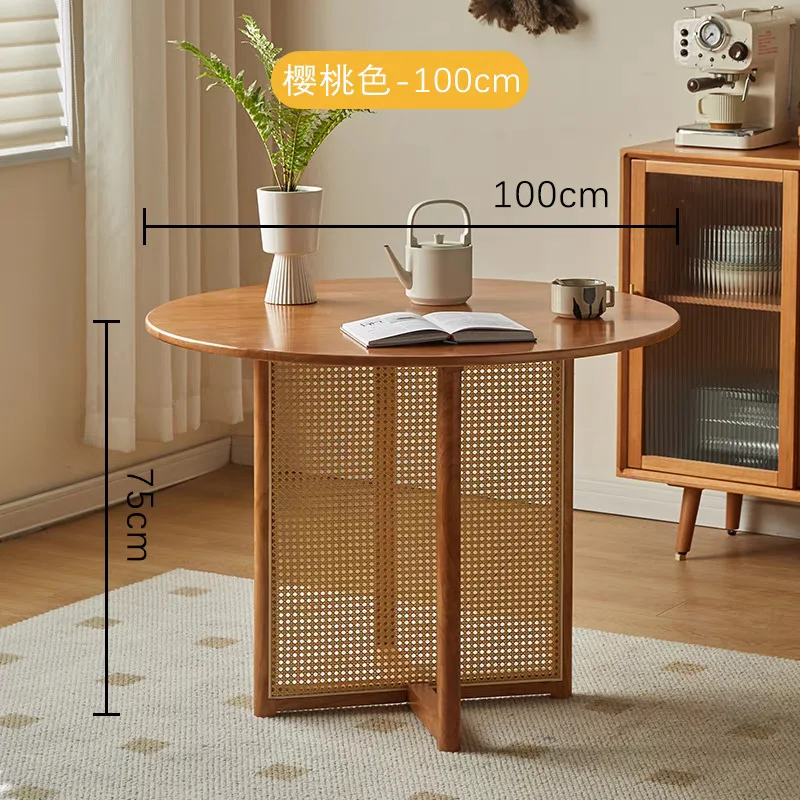Simple style solid wood household furniture restaurant ash wood rattan dining table