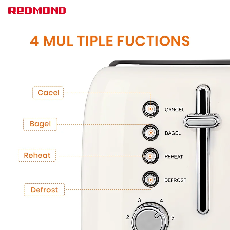 Redmond Multi Function 3 In 1 Breakfast Toasters 4 Slices Electric Bread Sandwich Toaster