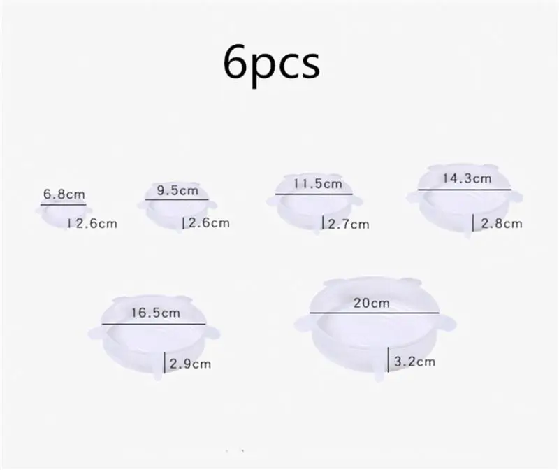 Silicone Food Fresh Keeping Covers Popular 6Pcs Food Wraps Reusable Silicone Vacuum Stretch Lids Saran Wraps Ornization