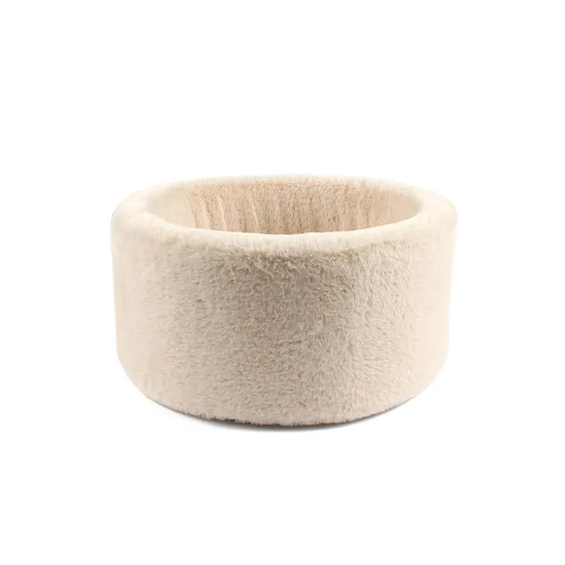 Quality super soft plush cat bed foam filler round shape cat nest bed for deep sleeping