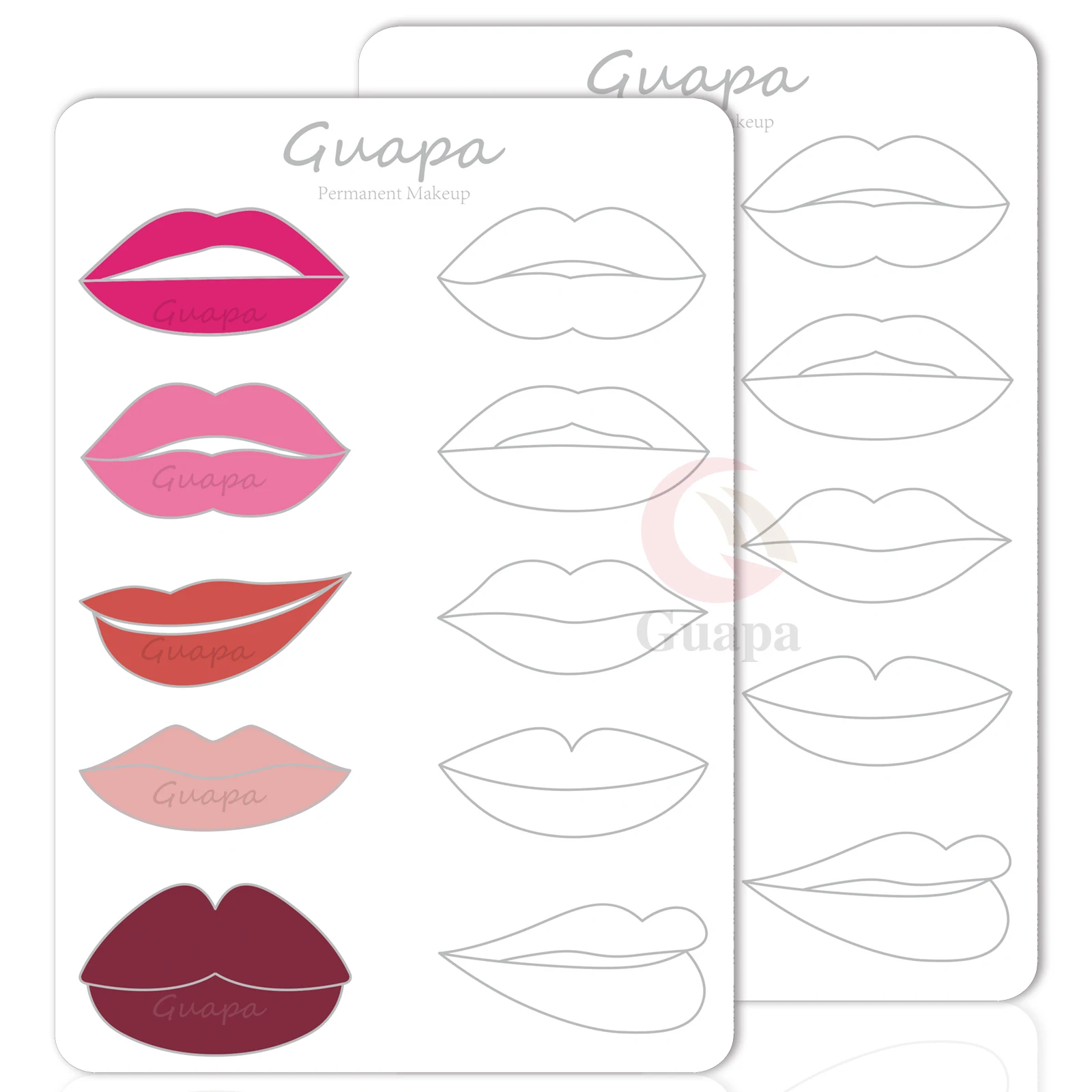 New 10 Lip Shape Permanent Makeup Custom Tattoo Practice Skin Double Sided High Quality for Lip Contour Lip Shading Practice
