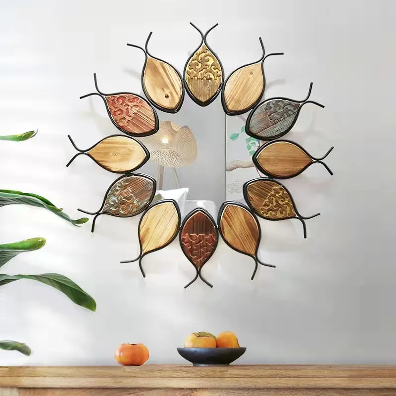 Living Room Background Wall Decorative Fish Shape Hanging Art Entrance Wall Mirrors